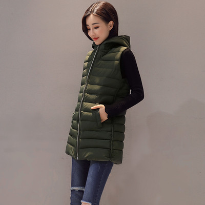 Πολύ άνετο γυναικείο καθημερινό γιλέκο με κολάρο σε σχήμα O και κουκούλα 