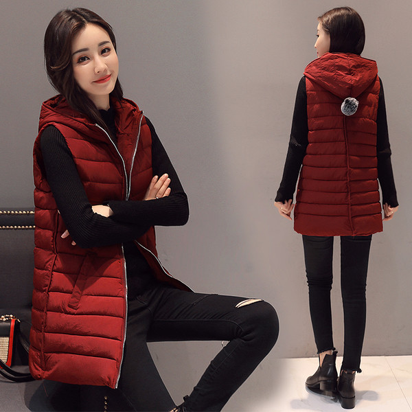 Πολύ άνετο γυναικείο καθημερινό γιλέκο με κολάρο σε σχήμα O και κουκούλα 