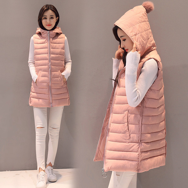 Πολύ άνετο γυναικείο καθημερινό γιλέκο με κολάρο σε σχήμα O και κουκούλα 