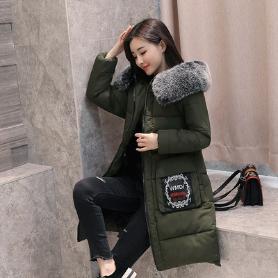 Модерно дамско зимно яке с много мек пух по качулката, 3 цвята