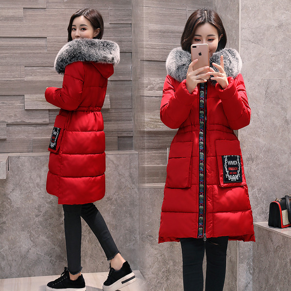 Модерно дамско зимно яке с много мек пух по качулката, 3 цвята