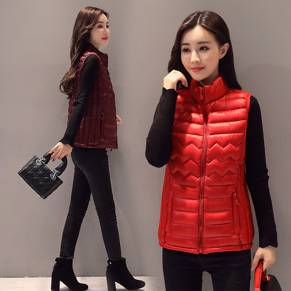 Καθημερινό αθλητικό κομψό γυναικείο γιλέκο με κολάρο σε σχήμα O