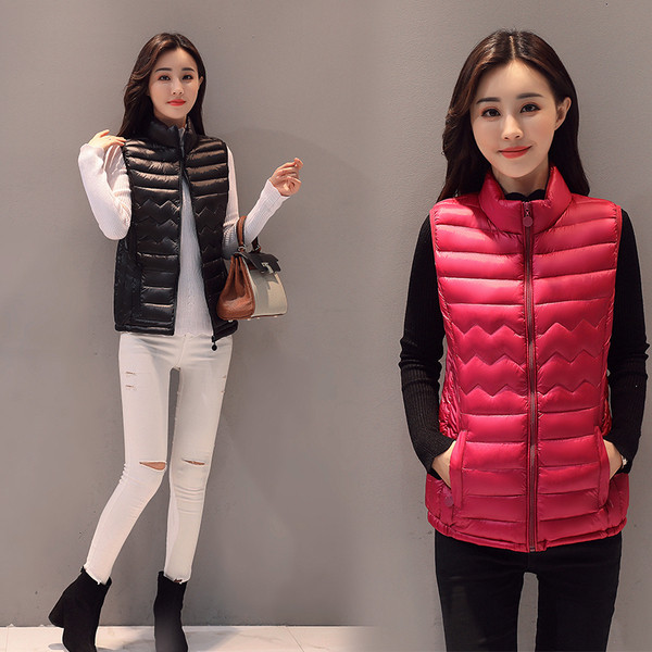 Καθημερινό αθλητικό κομψό γυναικείο γιλέκο με κολάρο σε σχήμα O