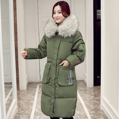 Μοντέρνό μακρύ ζεστό γυναικείο μπουφάνμε επένδυση και χνουδωτό πρακτικό γιακά