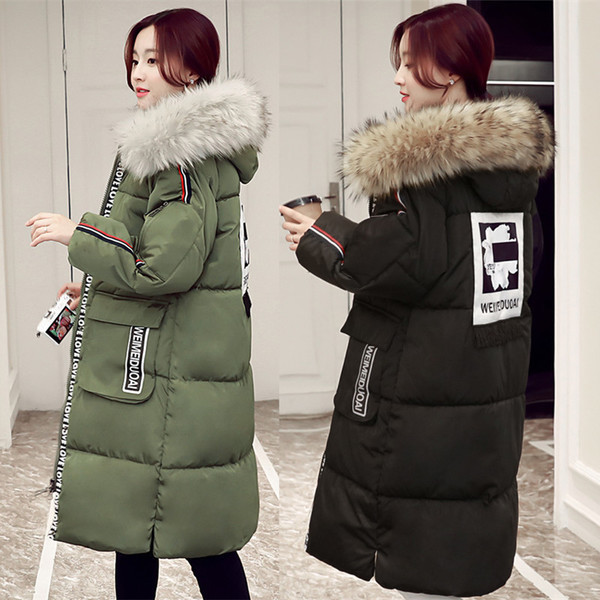 Μοντέρνό μακρύ ζεστό γυναικείο μπουφάνμε επένδυση και χνουδωτό πρακτικό γιακά