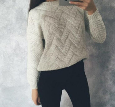 Дамски пуловер в ретро стил с О-образна яка ,6 цвята