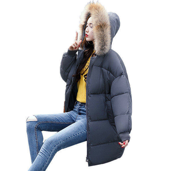 Зимно дамско много дебело яке тип шуба с пухена яка в 5 различни модела