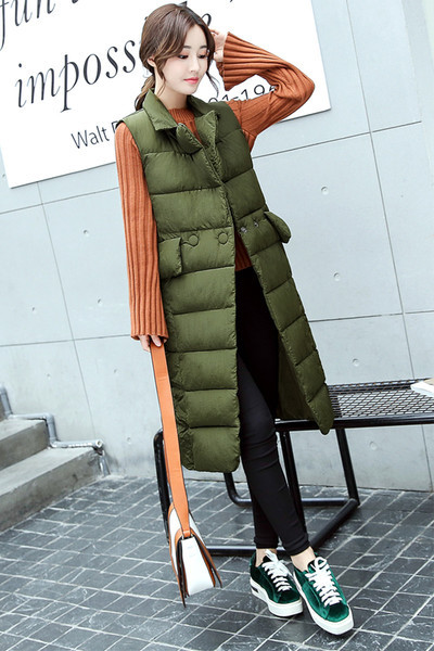 Πολύ ζεστό και άνετο γυναικείο μακρύ γιλέκο με τσέπες και κουμπιά