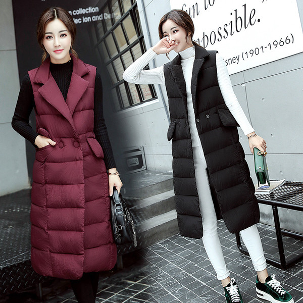 Πολύ ζεστό και άνετο γυναικείο μακρύ γιλέκο με τσέπες και κουμπιά