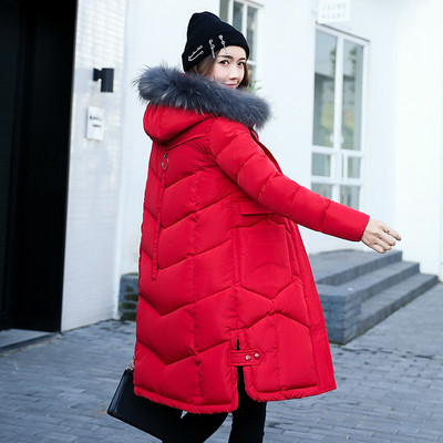 Дълго дамско много топло яке с актуална пухена качулка