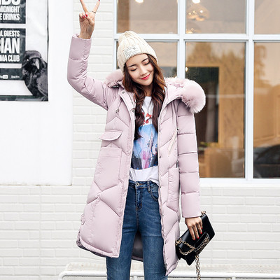 Дълго дамско много топло яке с актуална пухена качулка