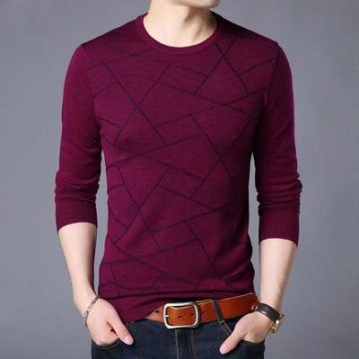 Есенно-зимен мъжки слим тънък пуловер