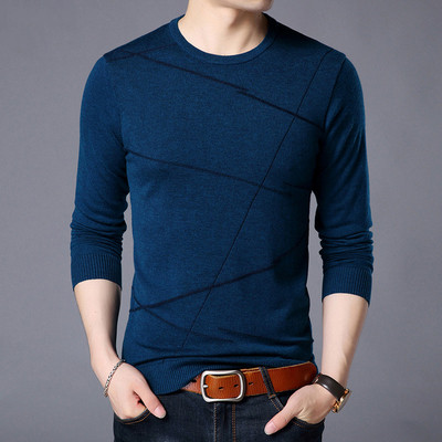 Есенно-зимен мъжки слим тънък пуловер