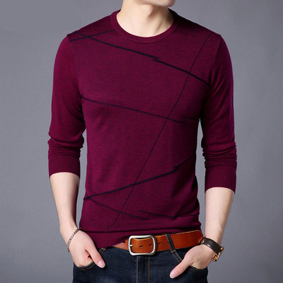 Есенно-зимен мъжки слим тънък пуловер