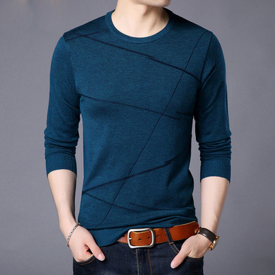 Есенно-зимен мъжки слим тънък пуловер