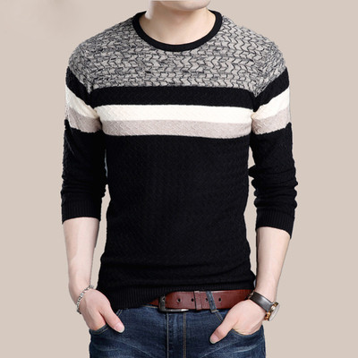 Есенно-зимен мъжки слим тънък пуловер