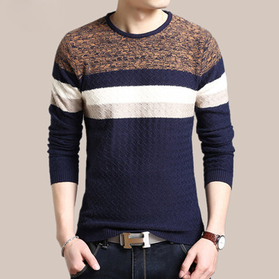 Есенно-зимен мъжки слим тънък пуловер