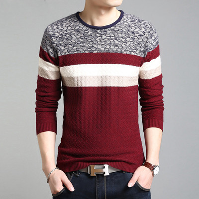 Есенно-зимен мъжки слим тънък пуловер