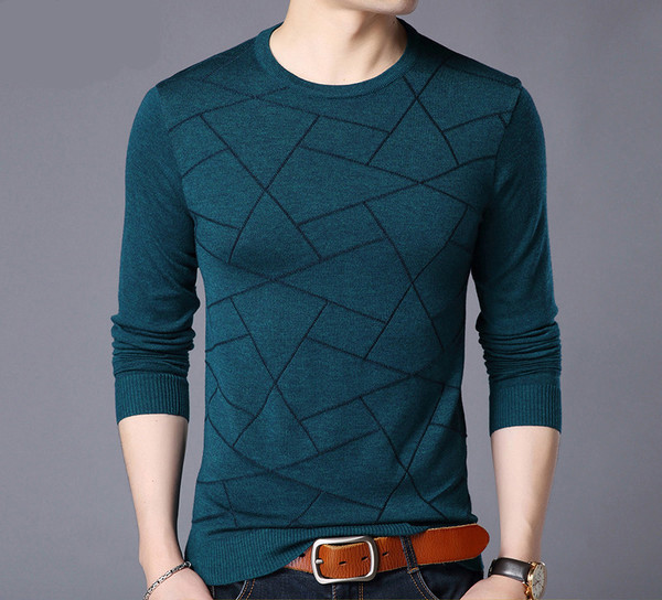 Есенно-зимен мъжки слим тънък пуловер
