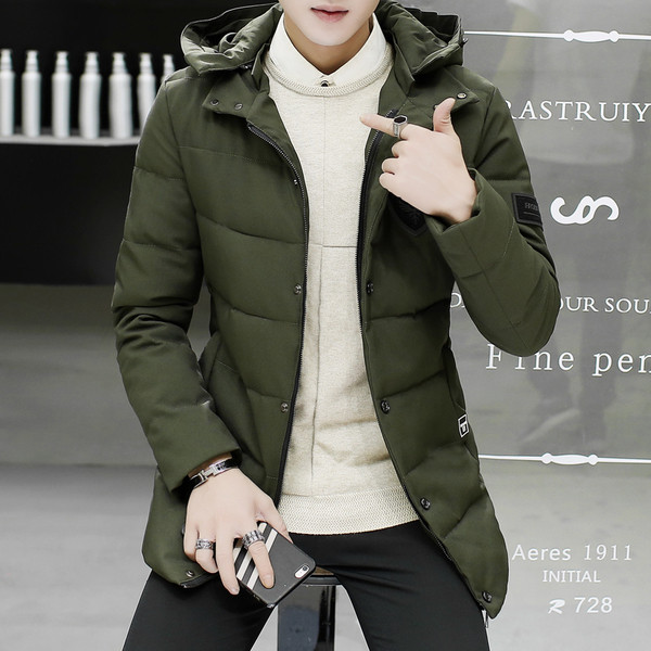 Χειμερινό καθημερινό ανδρικό μπουφάν με κουκούλα και κουμπιά, 3 χρώματα