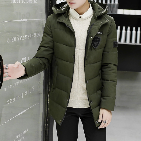 Χειμερινό καθημερινό ανδρικό μπουφάν με κουκούλα και κουμπιά, 3 χρώματα