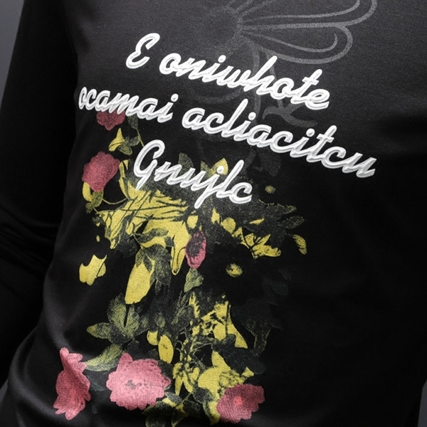 Μεγάλη ανδρική  μπλούζα με floral μοτίβα και επιγραφή