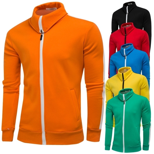 Ανδρική αθλητικό φούτερ  με φερμουάρ και μισό γιακά, 6 χρωμάτων