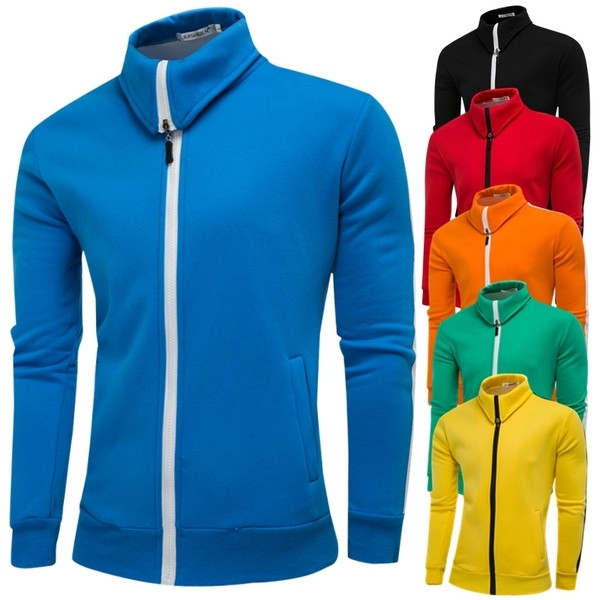 Ανδρική αθλητικό φούτερ  με φερμουάρ και μισό γιακά, 6 χρωμάτων