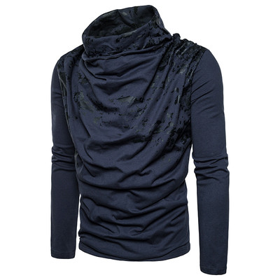 Μοντέρνα ανδρική μπλούζα με μακρύ μανίκι και χαλαρό μισό γιακά σε σχήμα Ο