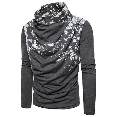 Μοντέρνα ανδρική μπλούζα με μακρύ μανίκι και χαλαρό μισό γιακά σε σχήμα Ο