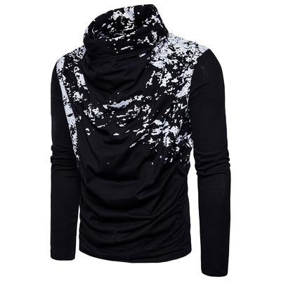 Μοντέρνα ανδρική μπλούζα με μακρύ μανίκι και χαλαρό μισό γιακά σε σχήμα Ο