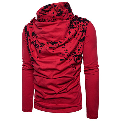 Μοντέρνα ανδρική μπλούζα με μακρύ μανίκι και χαλαρό μισό γιακά σε σχήμα Ο