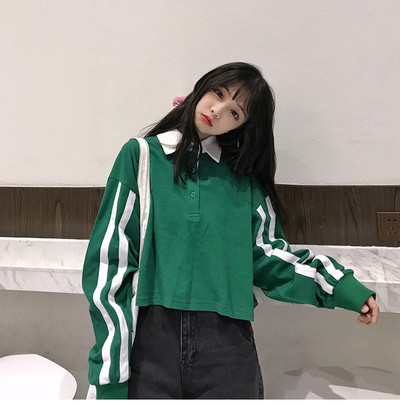 Αθλητικό κομψό γυναικείο πουκάμισο σε freestyle σε μαύρο και πράσινο