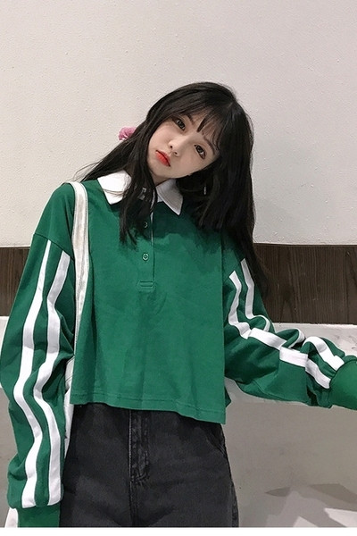 Αθλητικό κομψό γυναικείο πουκάμισο σε freestyle σε μαύρο και πράσινο