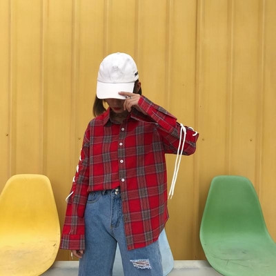 Καθημερινό μακρύ γυναικείο πουκάμισο  με κορδόνια στα μανίκια