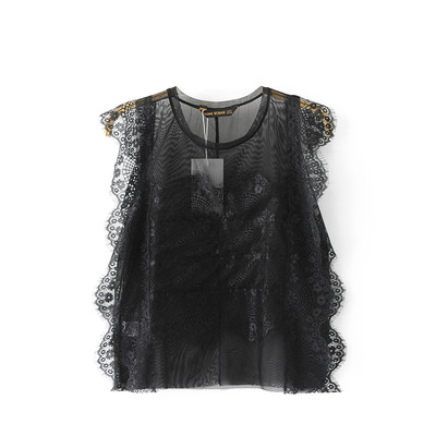 Κομψό, διαφανές γυναικείο αμάνικο με δαντέλα