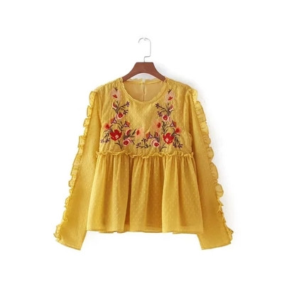  Γυναικεία μπλούζα με floral κεντήματα σε δύο χρώματα