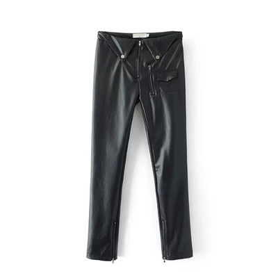 Γυναικεία δερμάτινα παντελόνια λεπτού τύπου