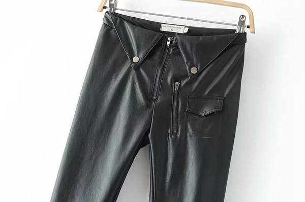 Γυναικεία δερμάτινα παντελόνια λεπτού τύπου