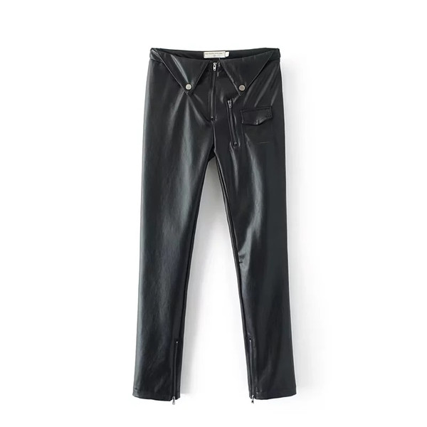 Γυναικεία δερμάτινα παντελόνια λεπτού τύπου