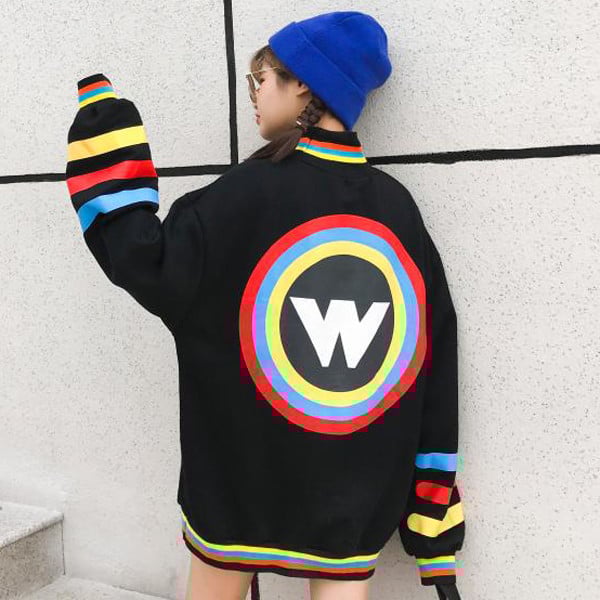 Χειμερινή  γυναικεία μπλούζα  με κολάρο και χρωματιστές λωρίδες