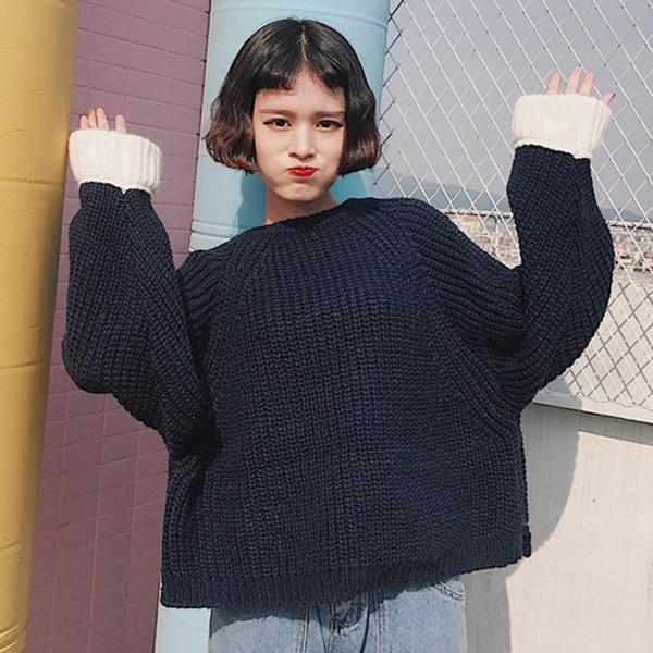 Πλεκτό  γυναικείο πουλόβερ σε κόκκινο και μαύρο χρώμα