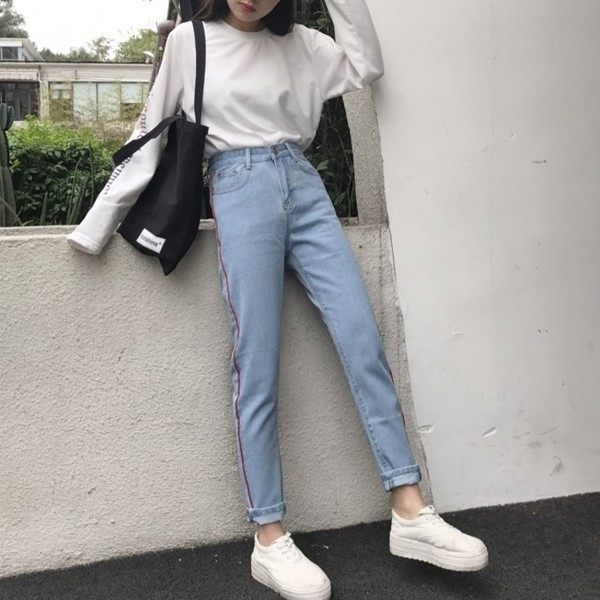 Γυναικεία τζιν φθινοπώρου με ψηλή μέση