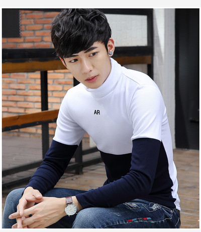 Casual μπλούζα ανδρών με μισό περιλαίμιο σε σχήμα O κολάρο και δύο  χρώματα