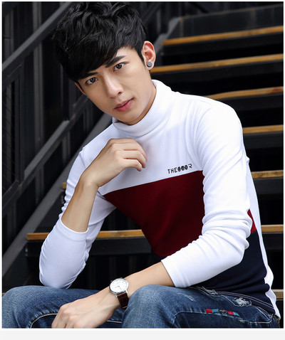 Ανδρική μπλούζα με μακριά μανίκια, μισό κολάρο πόλο και όμορφα χρώματα