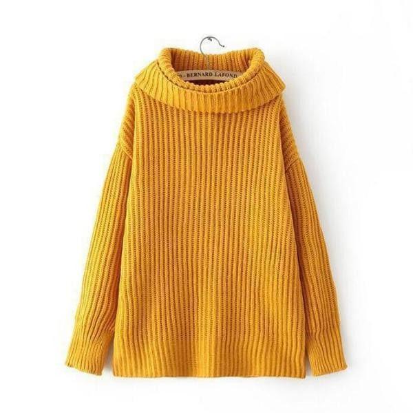 Γυναικείο πολύ ζεστό πουλόβερ με χαλαρό υψηλό κολάρο, πολλά χρώματα