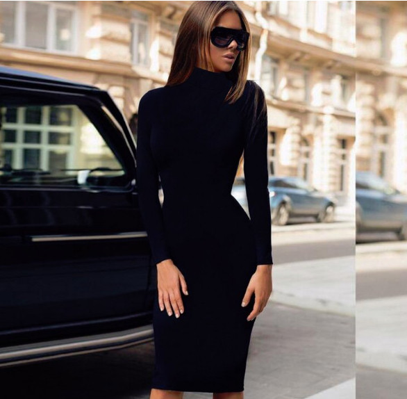 Καθημερινό σπορ-κομψό γυναικείο φόρεμα  με μακρύ μανίκι 