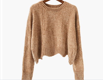 Σύντομο  γυναικείο πουλόβερ με κολάρο σε σχήμα O, 3 μοντέλα