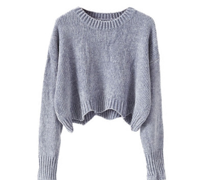 Σύντομο  γυναικείο πουλόβερ με κολάρο σε σχήμα O, 3 μοντέλα