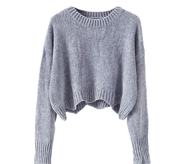 Σύντομο  γυναικείο πουλόβερ με κολάρο σε σχήμα O, 3 μοντέλα